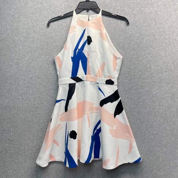 Elliatt Headway Dress Womens Large White Skater Sleeveless Halter Cutout Back - Picture 1 of 16
